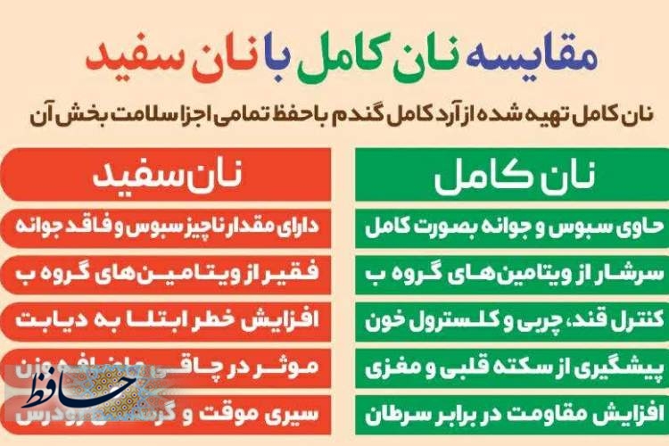 نان کامل؛ منبع غنی فیبر و انواع ویتامین ها